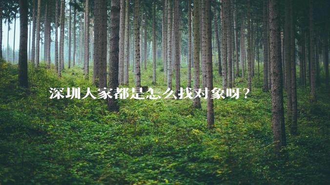 深圳大家都是怎么找对象呀？